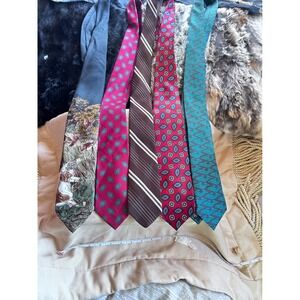 Vintage Designer Tie Lot Louis Feraud Algostini Hunting Native Northwest 5pc